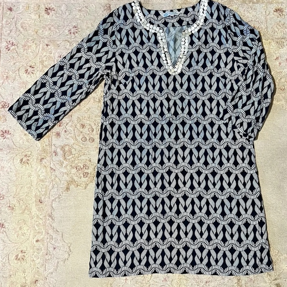 Escapada Living 3/4 Sleeve Nautical Shift Dress Size Medium